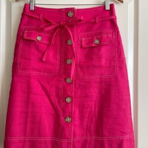 J. Crew Hot Pink Button-Front A-Line Skirt